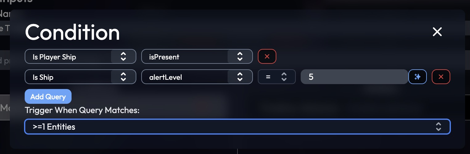 The condition editor, showing an entity match condition